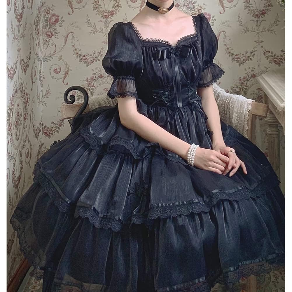 ロリータ ゆめかわいい　宮殿風 ゴスロリ 蝶結び オーガンジー　お嬢様 姫 Amazon.co.jp: [トクとユウ] ワンピース ロリータ ゆめかわいい
